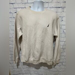 Nautica Men's Cotton Crew Neck Long Sleeve Pullover Sweater Off White Size XL